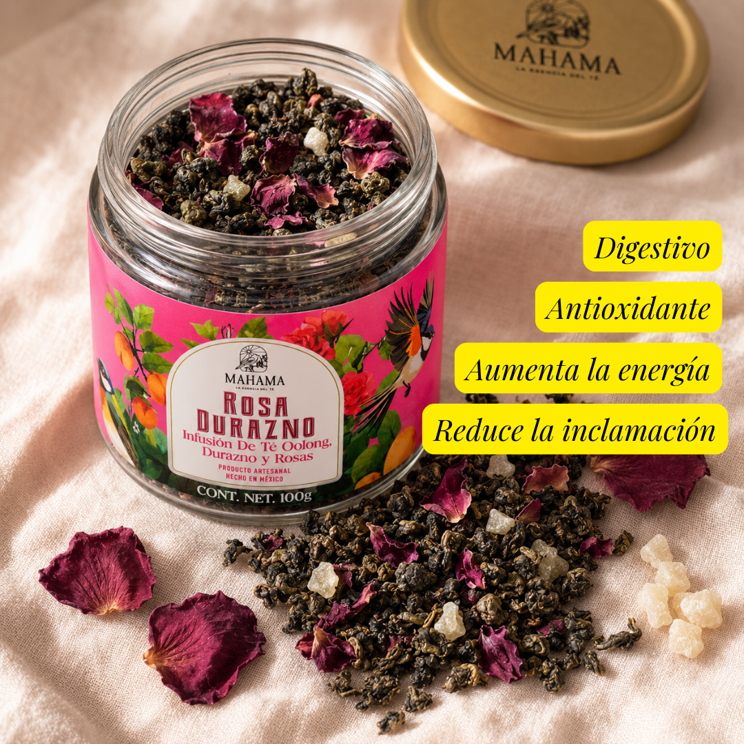 Té Oolong con Rosa y Durazno Artesanal Sin Azúcar | Mahama | 100g