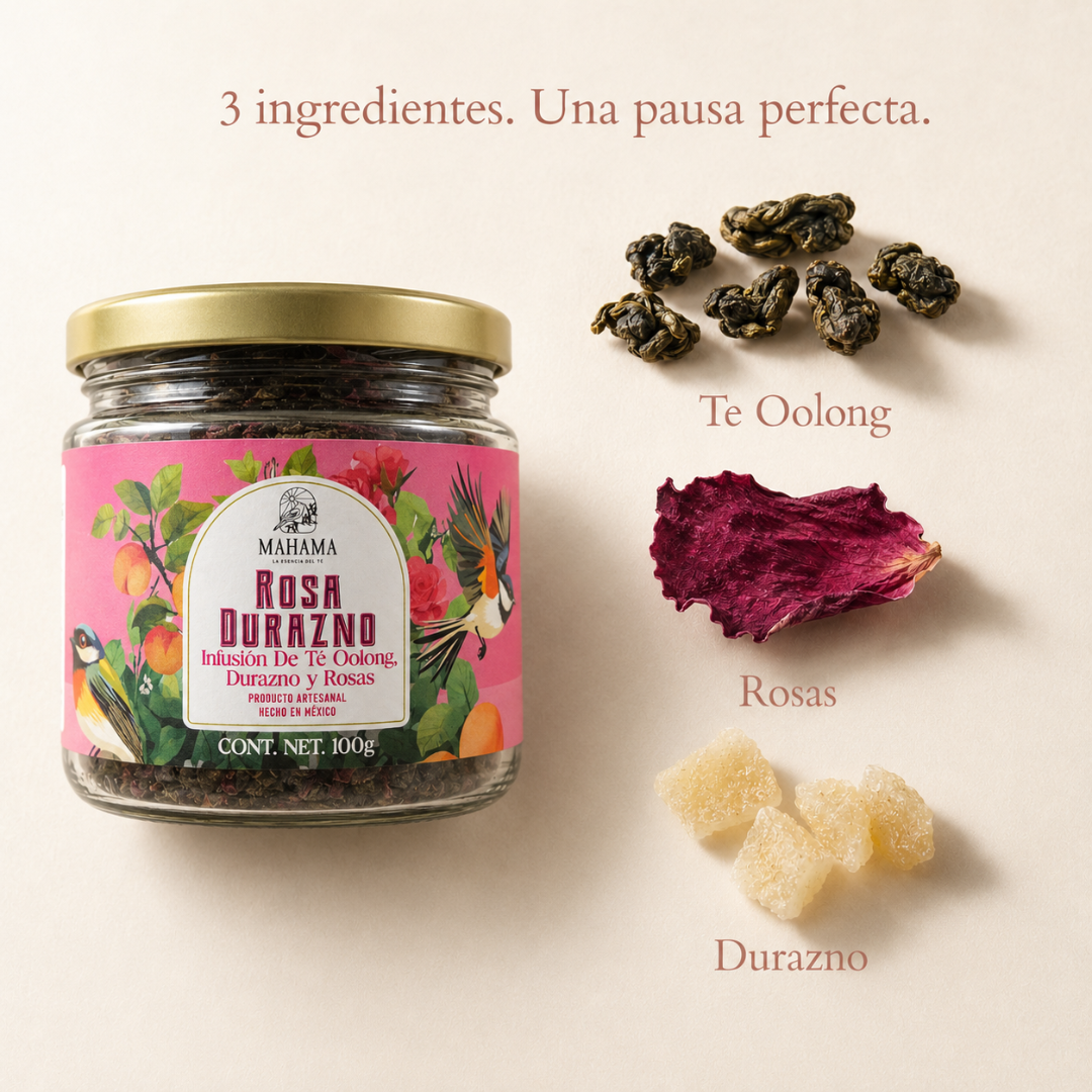 Té Oolong con Rosa y Durazno Artesanal Sin Azúcar | Mahama | 100g