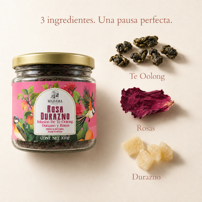 Té Oolong con Rosa y Durazno Artesanal Sin Azúcar | Mahama | 100g