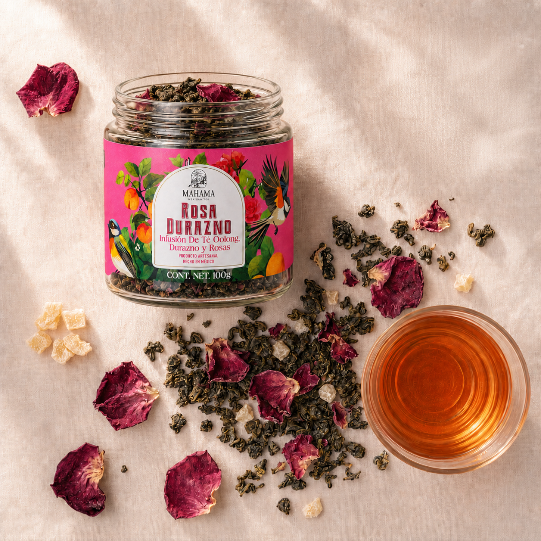 Té Oolong con Rosa y Durazno Artesanal Sin Azúcar | Mahama | 100g