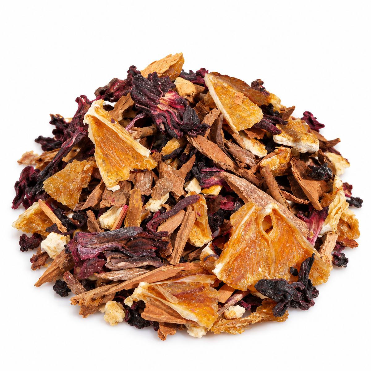 Fruta y Flor a granel Mahama — flor de jamaica, canela y naranja en hoja suelta