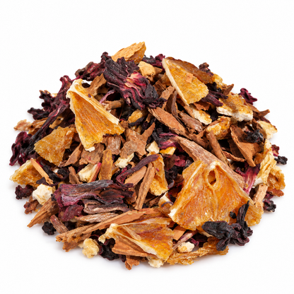 Fruta y Flor a granel Mahama — flor de jamaica, canela y naranja en hoja suelta